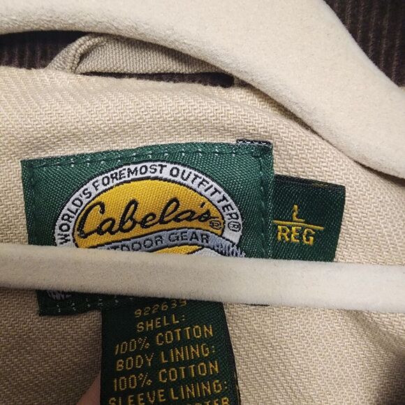 Cabela's 100% Cotton Buttoned Outdoor Jacket Size Large Corduroy Collar & Cuff - Picture 6 of 10